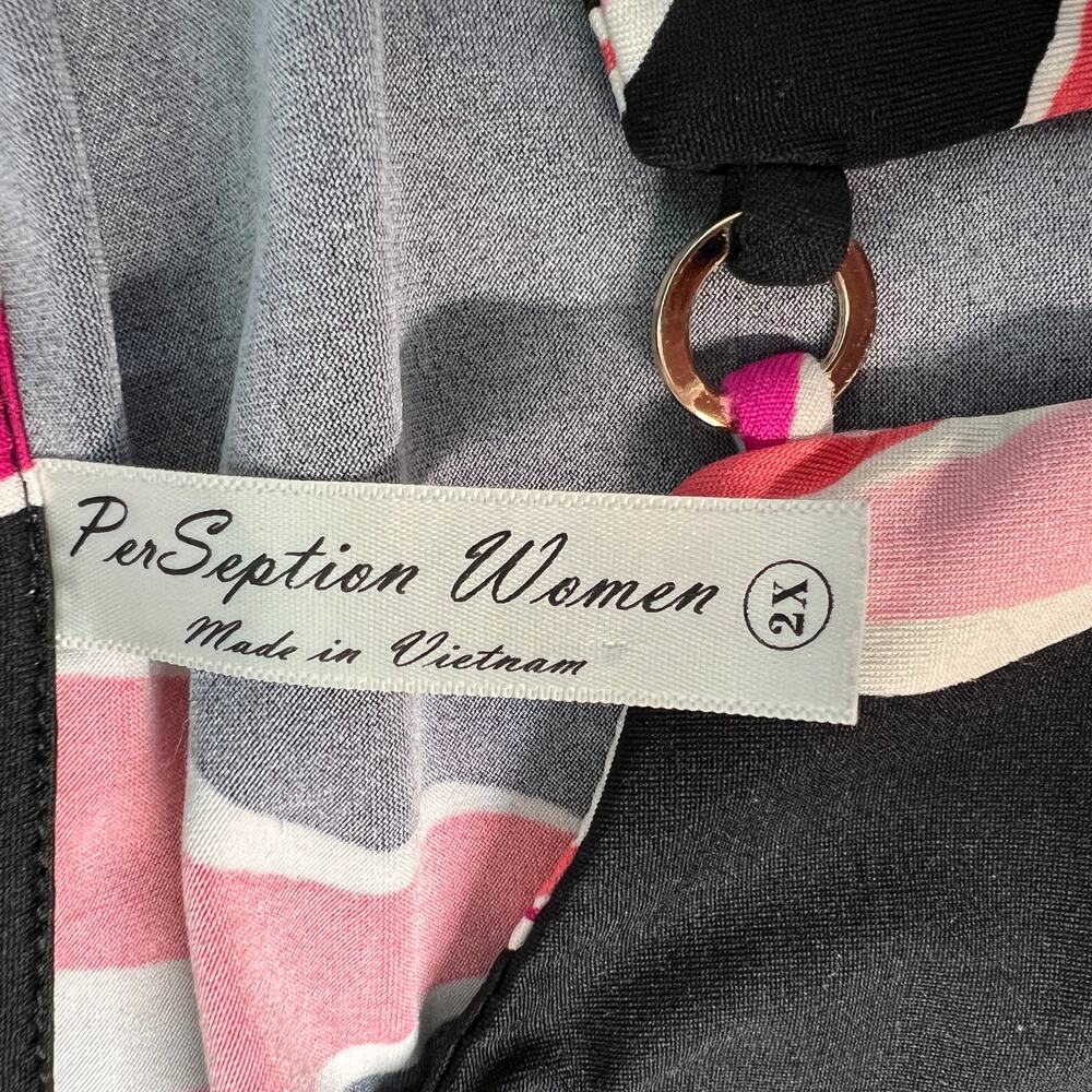 PerSeption Women Dark Floral Top 2X Party Cocktail Event Contemporary Feminine - Picture 2 of 13